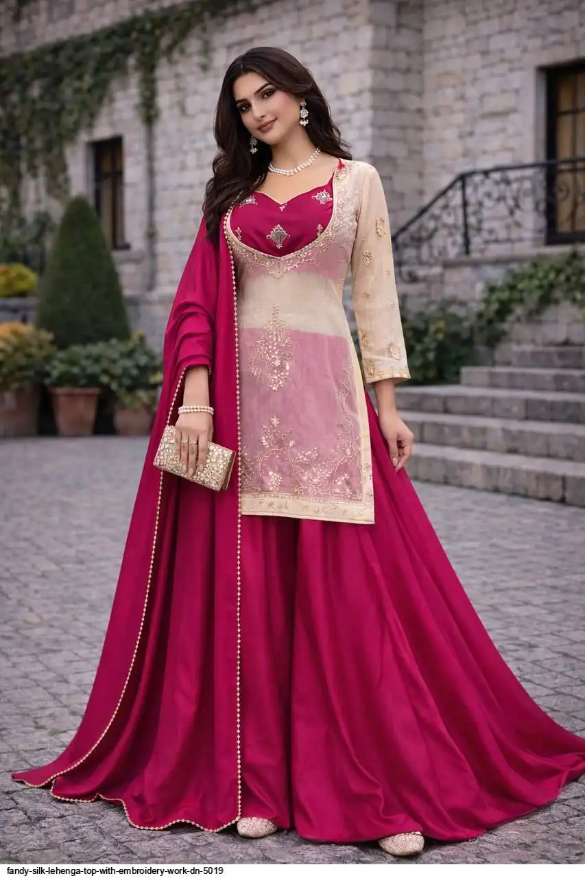 FANDY SILK LEHENGA TOP WITH EMBROIDERY WORK DN 5019 B