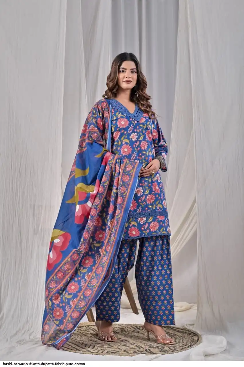 FARSHI SALWAR SUIT WITH DUPATTA FABRIC PURE COTTON A