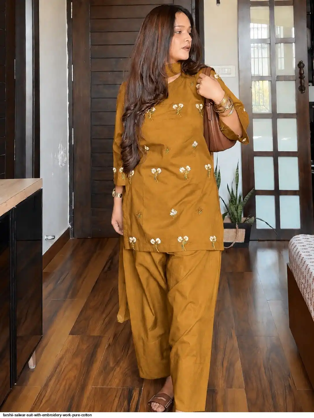 FARSHII SALWAR SUIT WITH EMBROIDERY WORK PURE COTTON B