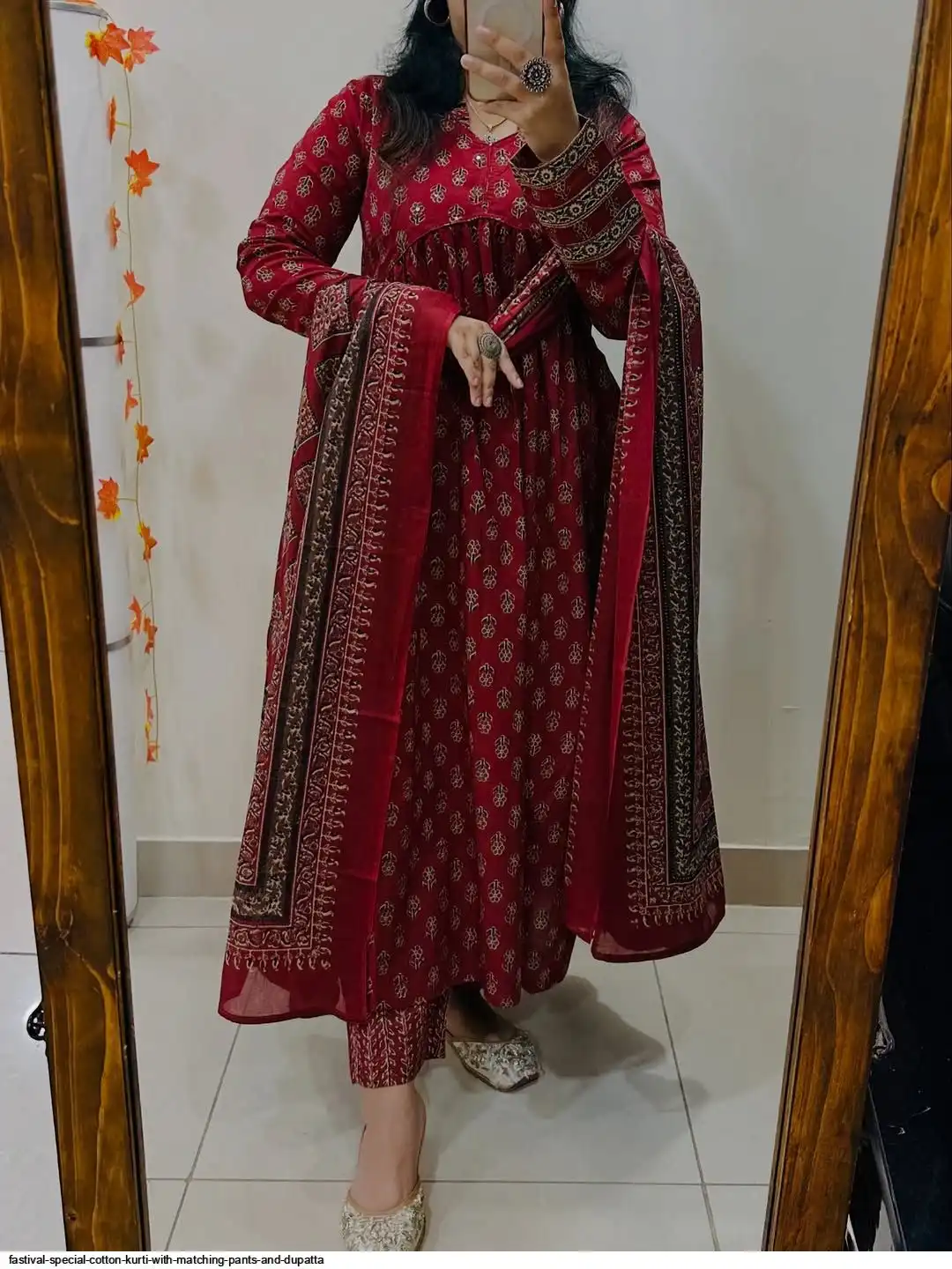 FASTIVAL SPECIAL COTTON KURTI WITH MATCHING PANTS AND DUPATTA B