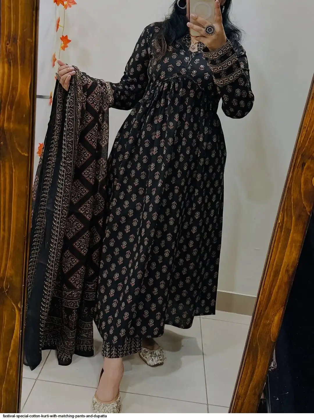 FASTIVAL SPECIAL COTTON KURTI WITH MATCHING PANTS AND DUPATTA C