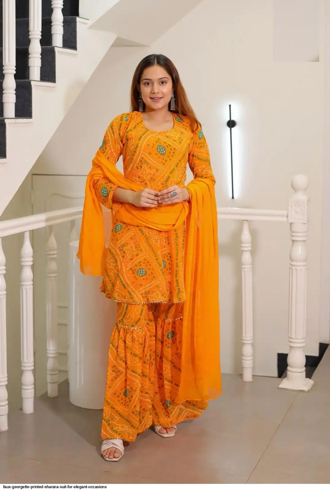 FAUX GEORGETTE PRINTED SHARARA SUIT FOR ELEGANT OCCASIONS C