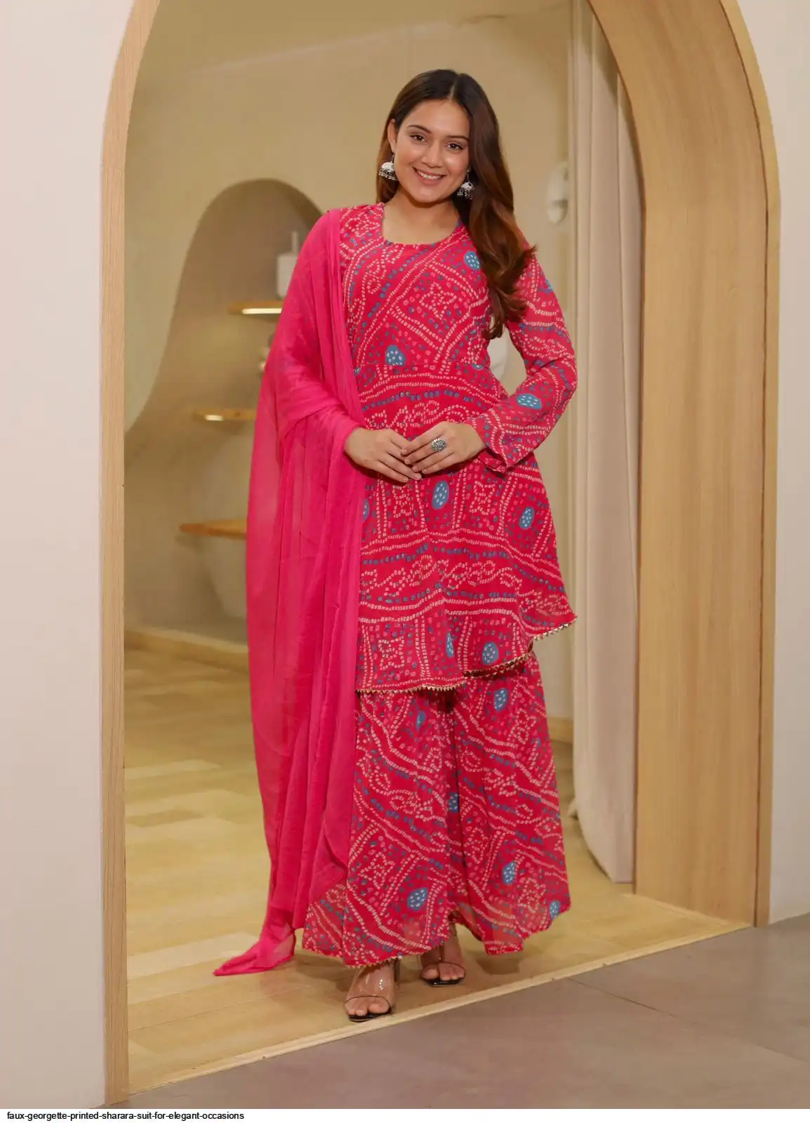 FAUX GEORGETTE PRINTED SHARARA SUIT FOR ELEGANT OCCASIONS D