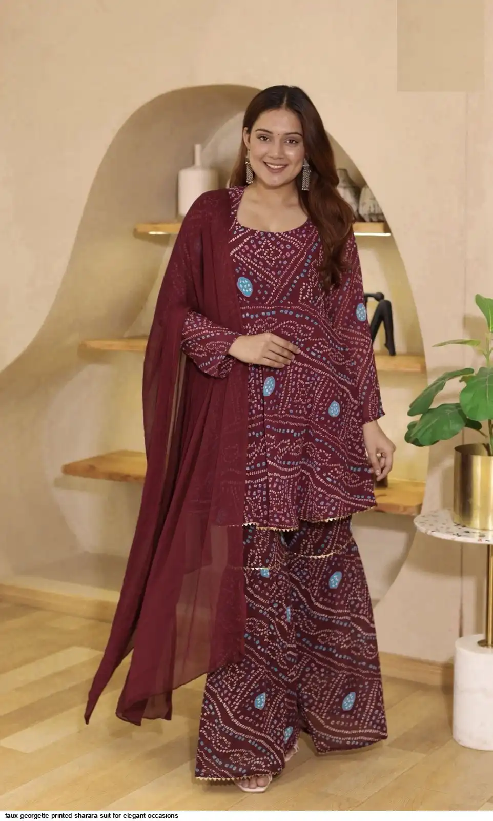 FAUX GEORGETTE PRINTED SHARARA SUIT FOR ELEGANT OCCASIONS A