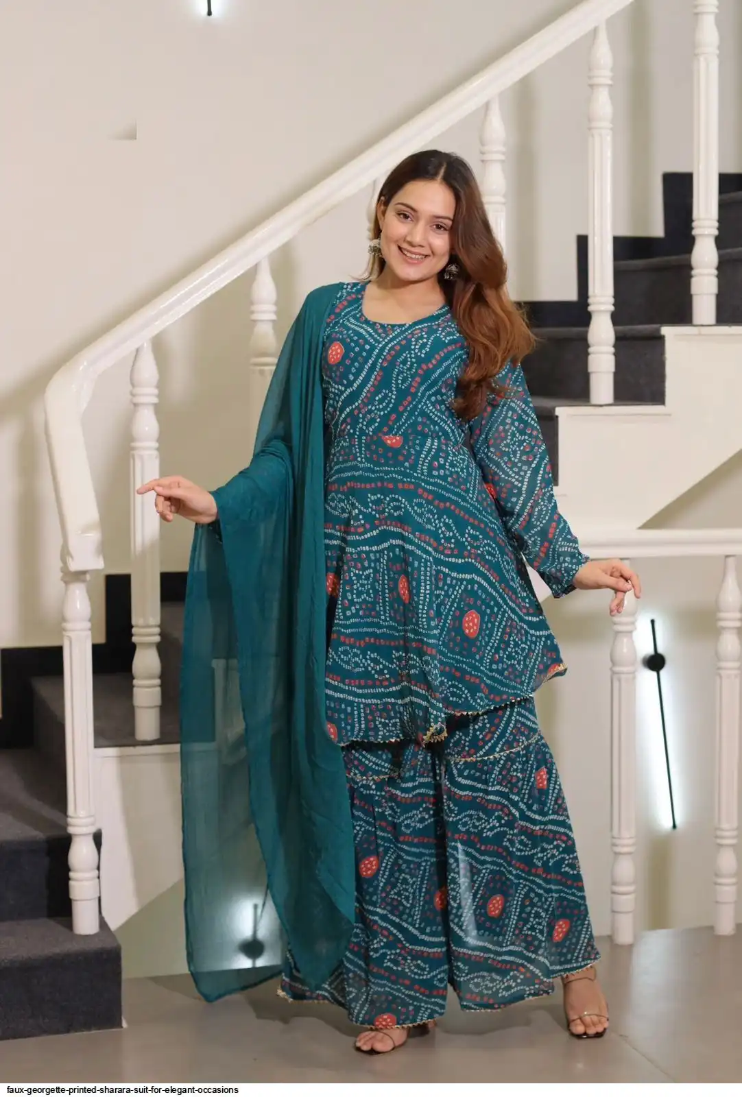 FAUX GEORGETTE PRINTED SHARARA SUIT FOR ELEGANT OCCASIONS B