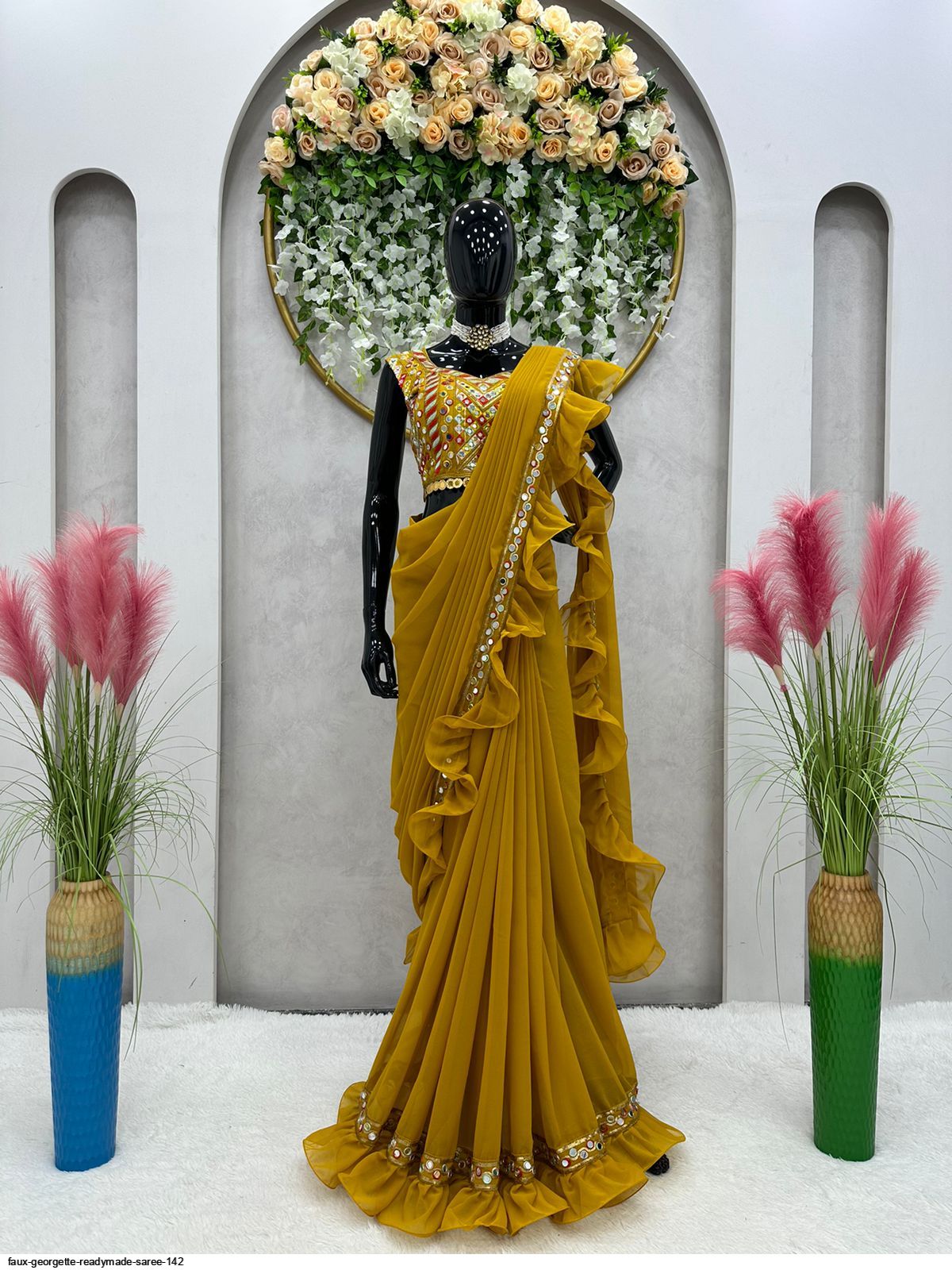 FAUX GEORGETTE READYMADE SAREE 142
