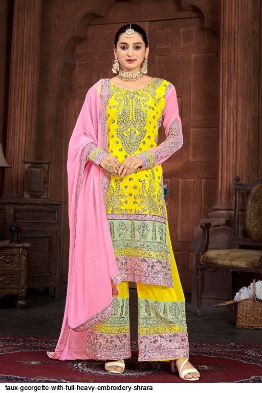 FAUX GEORGETTE WITH FULL HEAVY EMBROIDERY SHRARA A