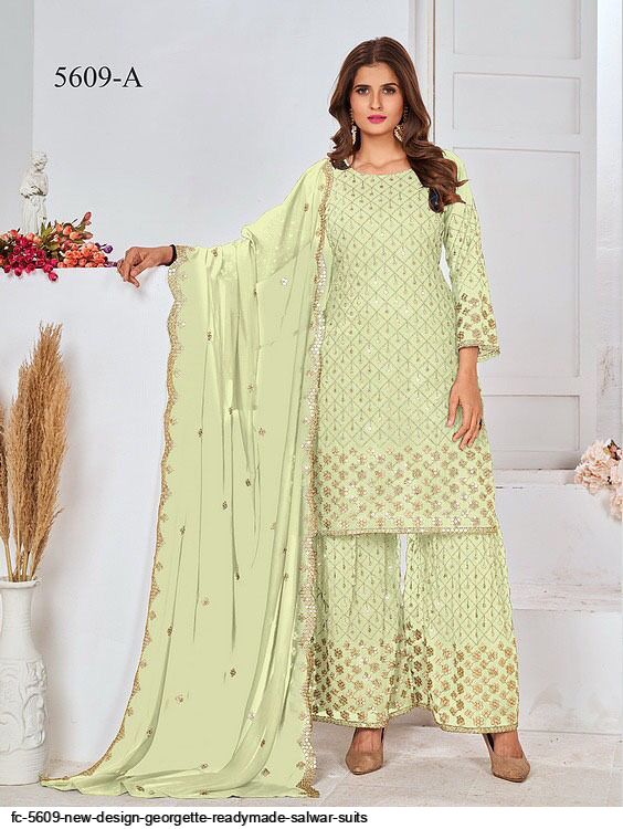 NEW DESIGN GEORGETTE READYMADE SALWAR SUITS 5609 A