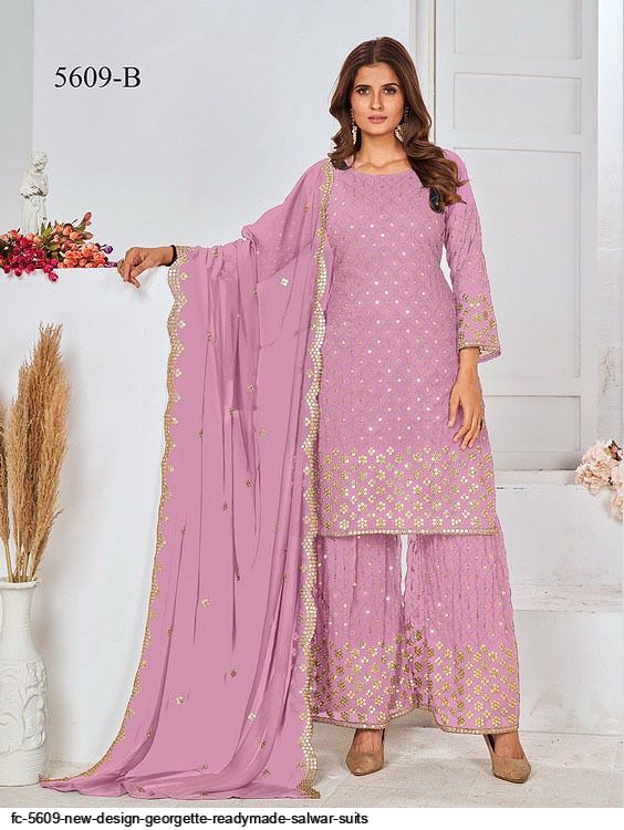 NEW DESIGN GEORGETTE READYMADE SALWAR SUITS 5609 B