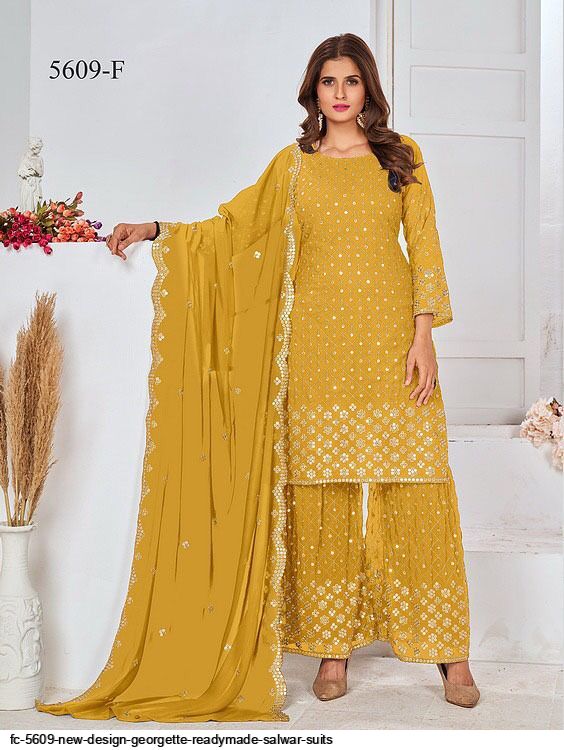 NEW DESIGN GEORGETTE READYMADE SALWAR SUITS 5609 F