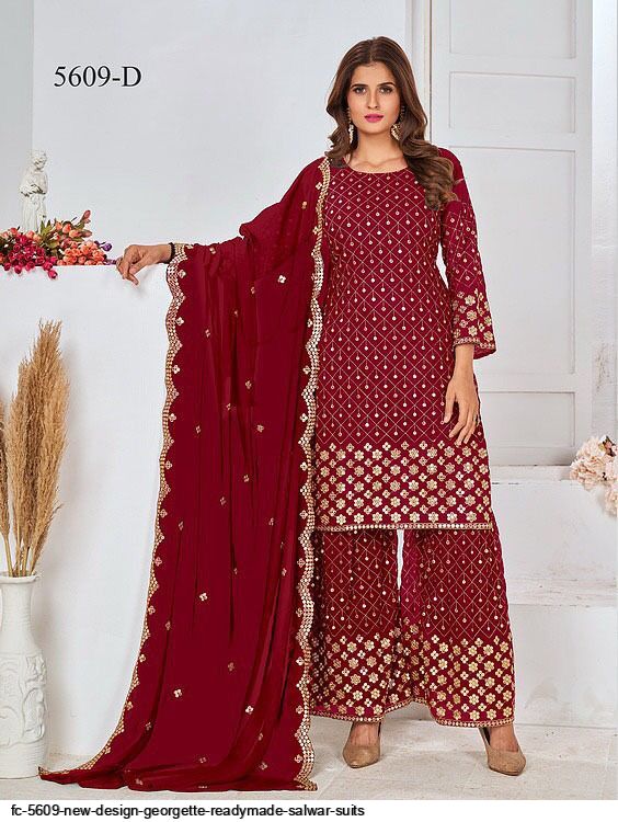 NEW DESIGN GEORGETTE READYMADE SALWAR SUITS 5609 D