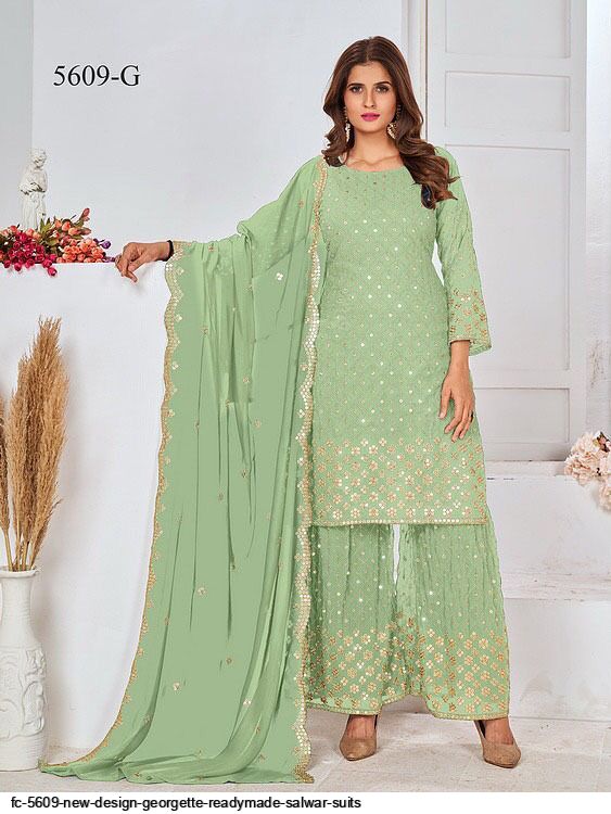 NEW DESIGN GEORGETTE READYMADE SALWAR SUITS 5609 G