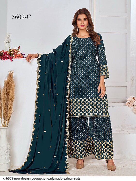 NEW DESIGN GEORGETTE READYMADE SALWAR SUITS 5609 C