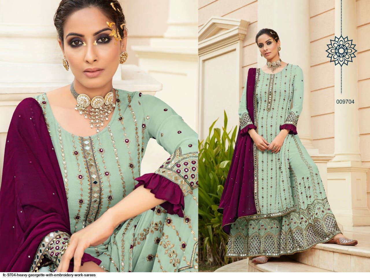 FC 9704 HEAVY GEORGETTE WITH EMBROIDERY WORK KURTIS E