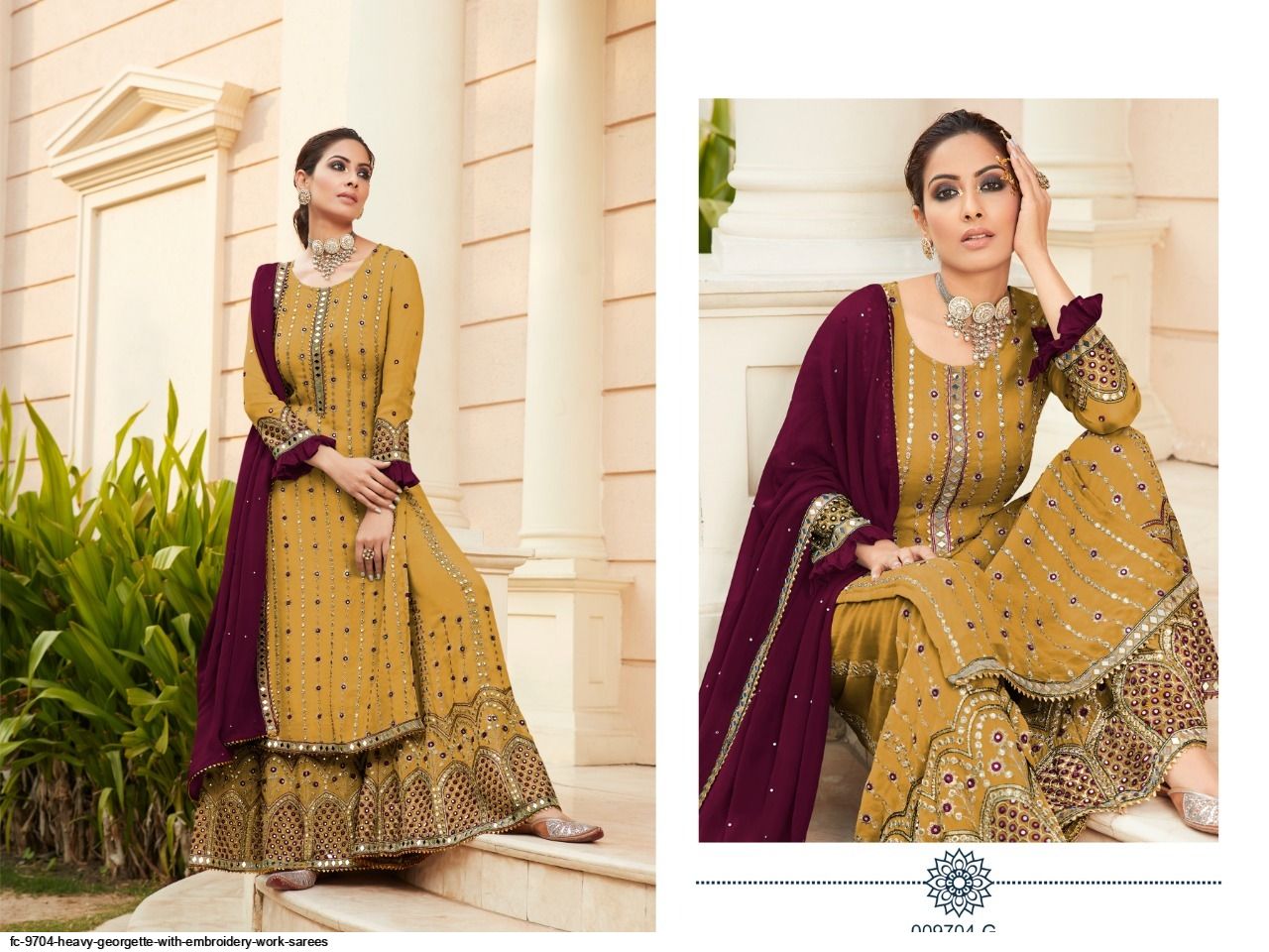 FC 9704 HEAVY GEORGETTE WITH EMBROIDERY WORK KURTIS F