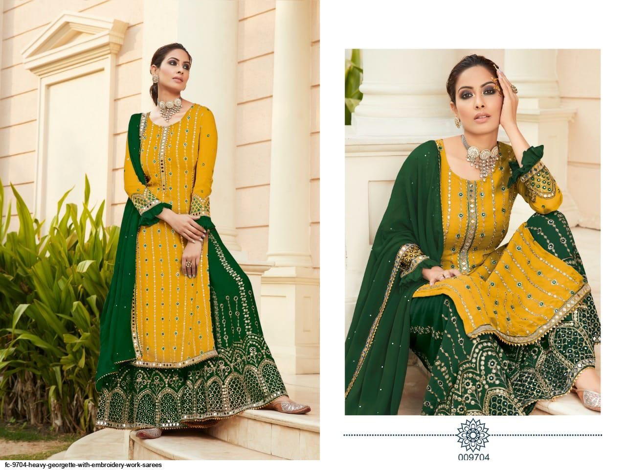 FC 9704 HEAVY GEORGETTE WITH EMBROIDERY WORK KURITS A