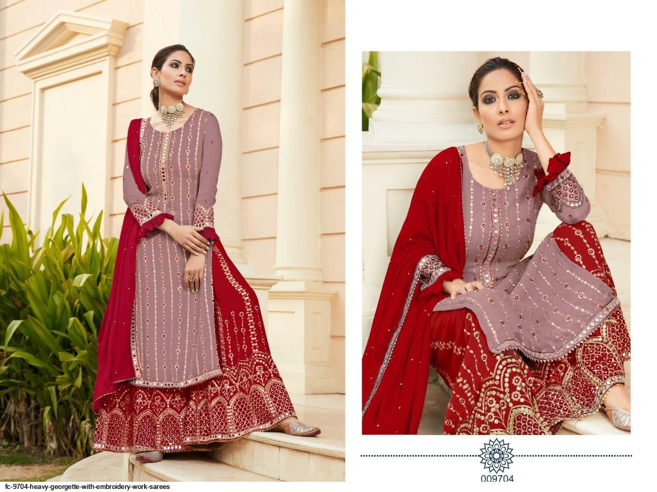 FC 9704 HEAVY GEORGETTE WITH EMBROIDERY WORK KURTIS C
