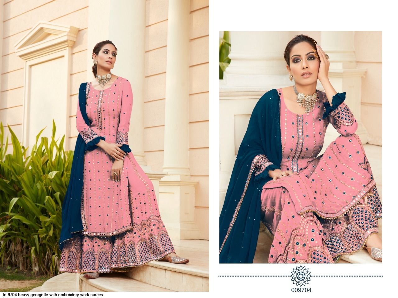 FC 9704 HEAVY GEORGETTE WITH EMBROIDERY WORK KURTIS B