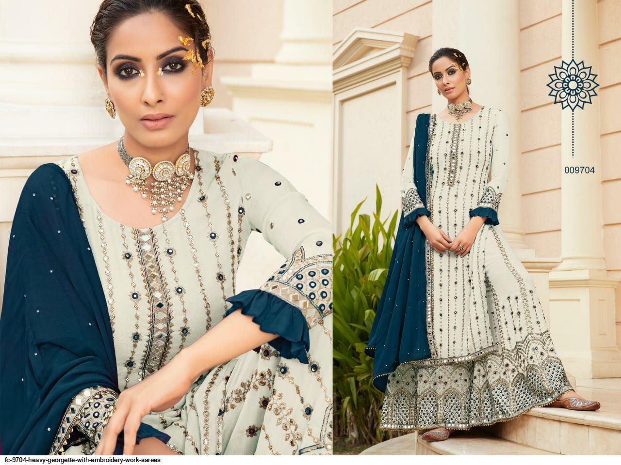 FC 9704 HEAVY GEORGETTE WITH EMBROIDERY WORK KURTIS D