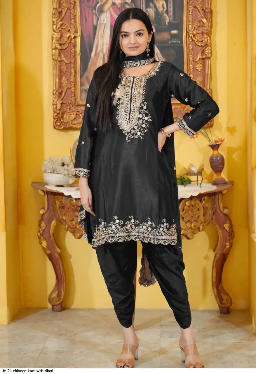 FE 21 CHINNON KURTI WITH DHOTI 2