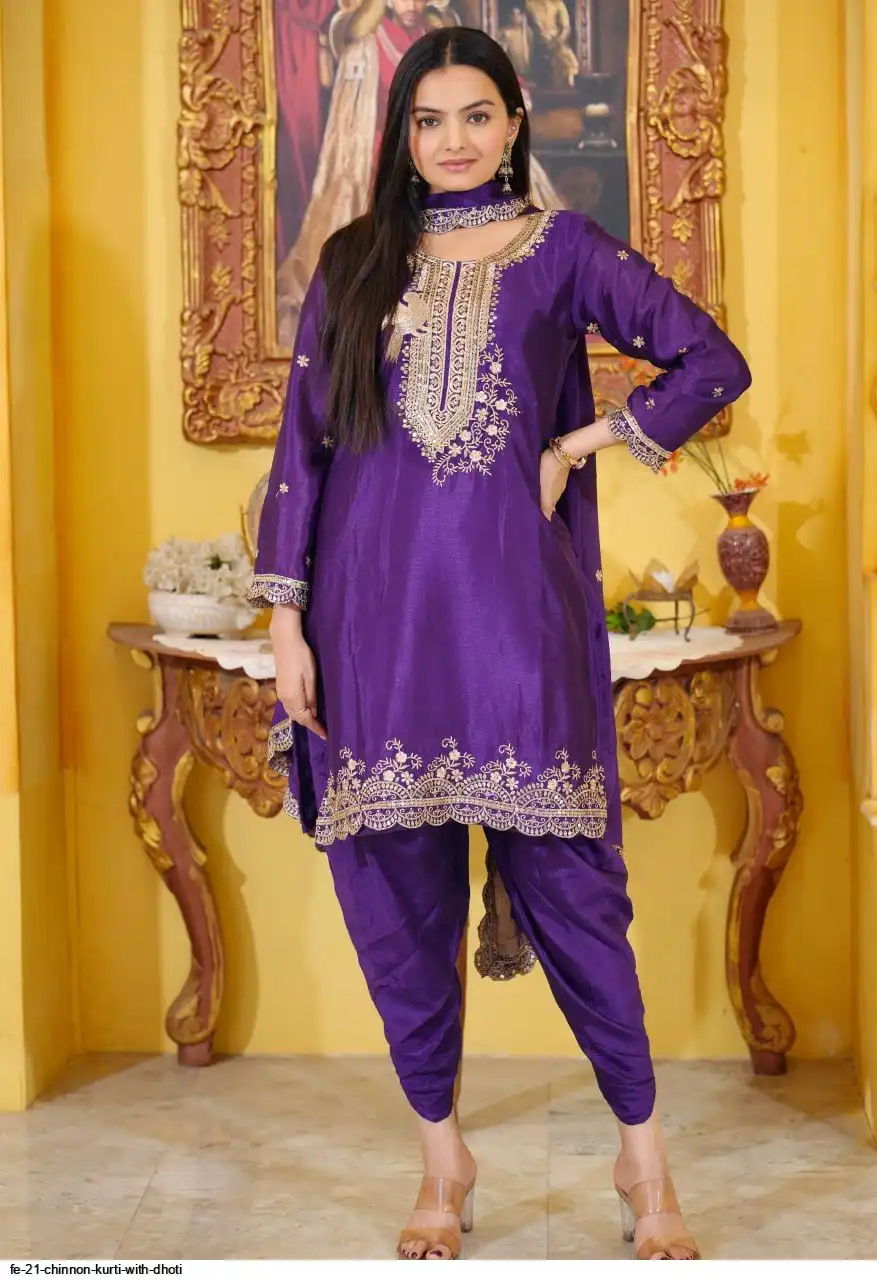 FE 21 CHINNON KURTI WITH DHOTI 3
