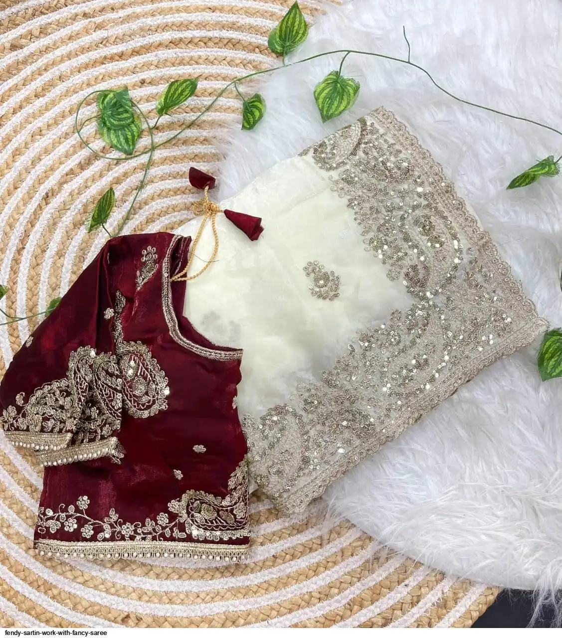 FENDY SARTIN WORK WITH FANCY SAREE 3
