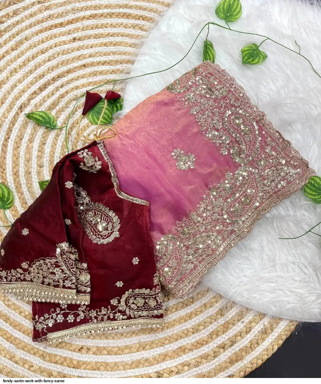FENDY SARTIN WORK WITH FANCY SAREE 4