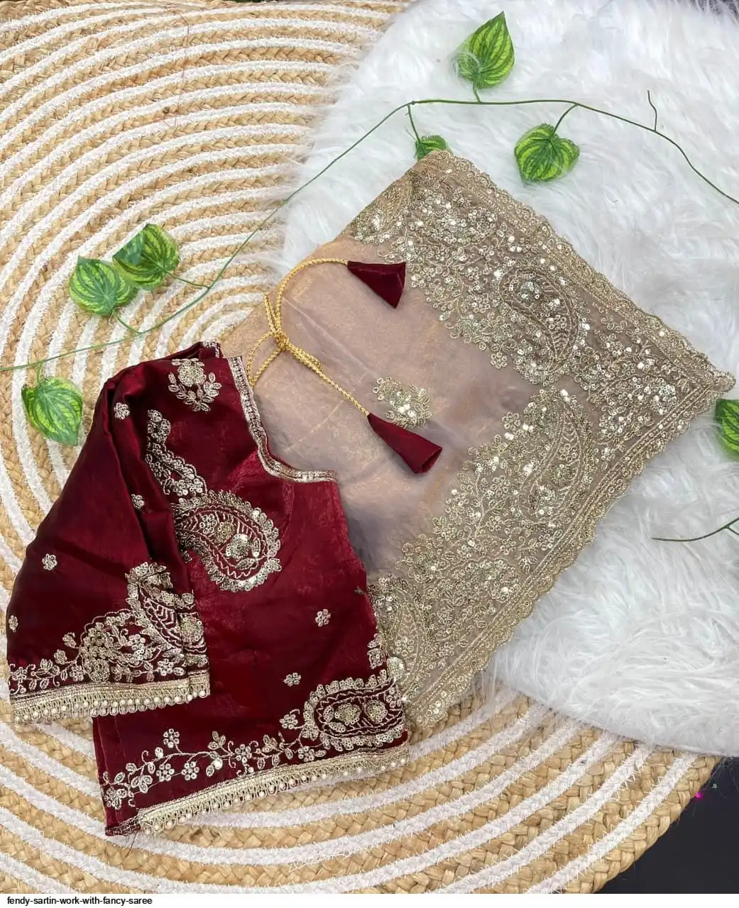 FENDY SARTIN WORK WITH FANCY SAREE 6