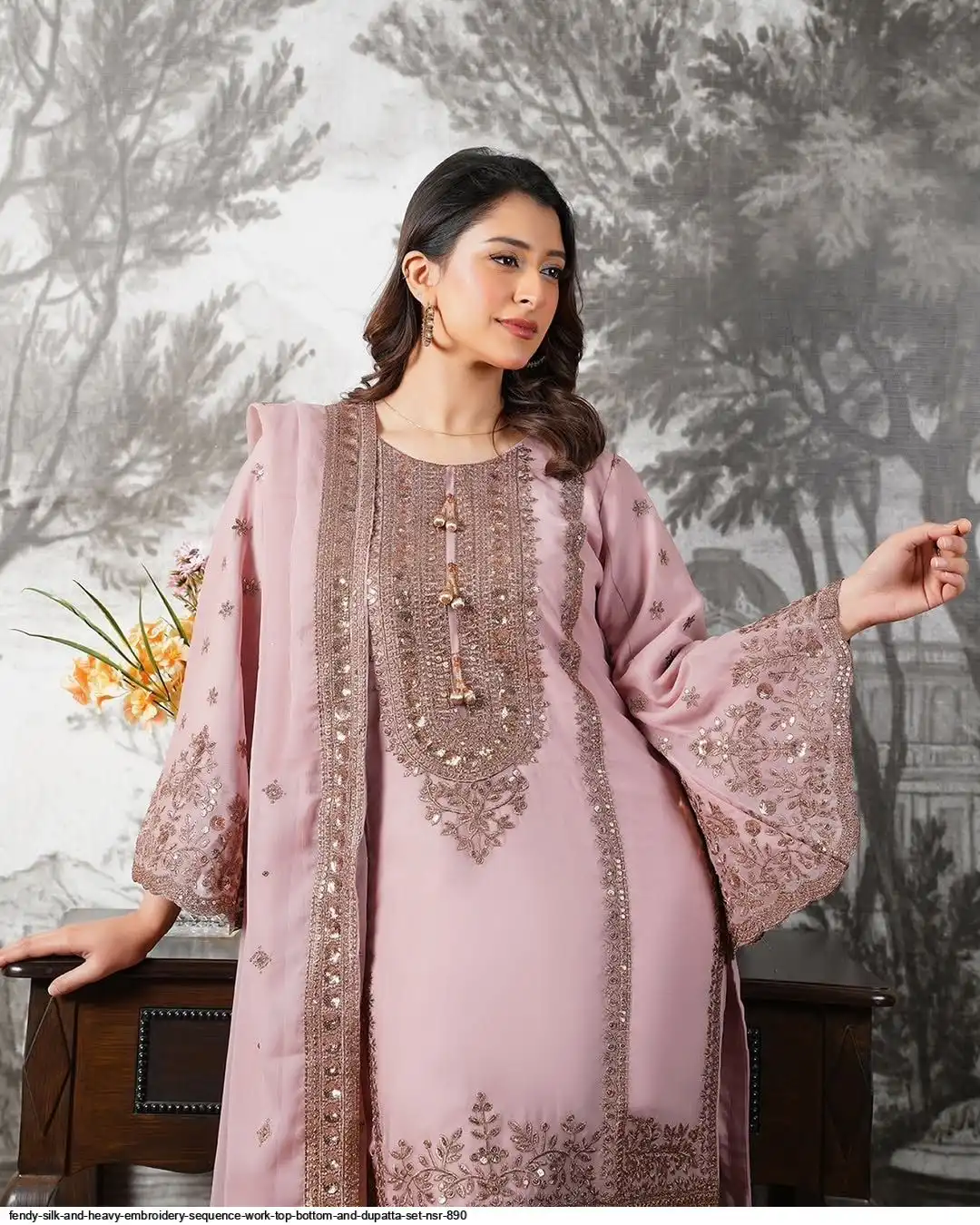 FENDY SILK AND HEAVY EMBROIDERY SEQUENCE WORK TOP BOTTOM AND DUPATTA SET NSR 890 4