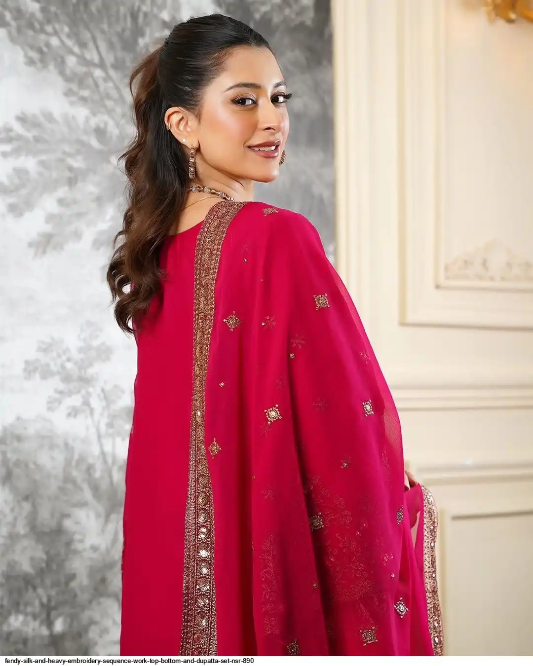 FENDY SILK AND HEAVY EMBROIDERY SEQUENCE WORK TOP BOTTOM AND DUPATTA SET NSR 890 3