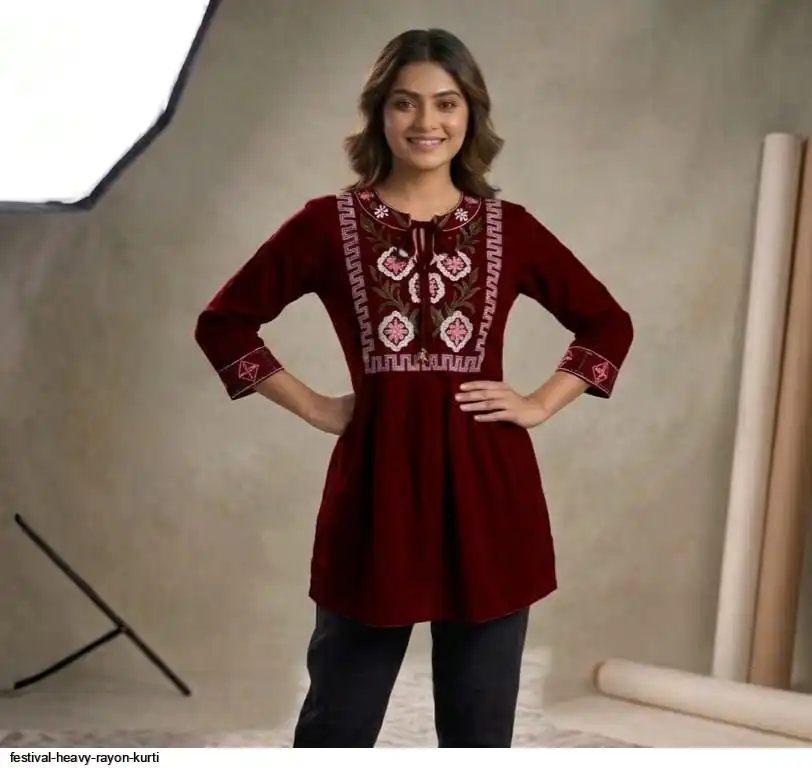 FESTIVAL HEAVY RAYON KURTI C