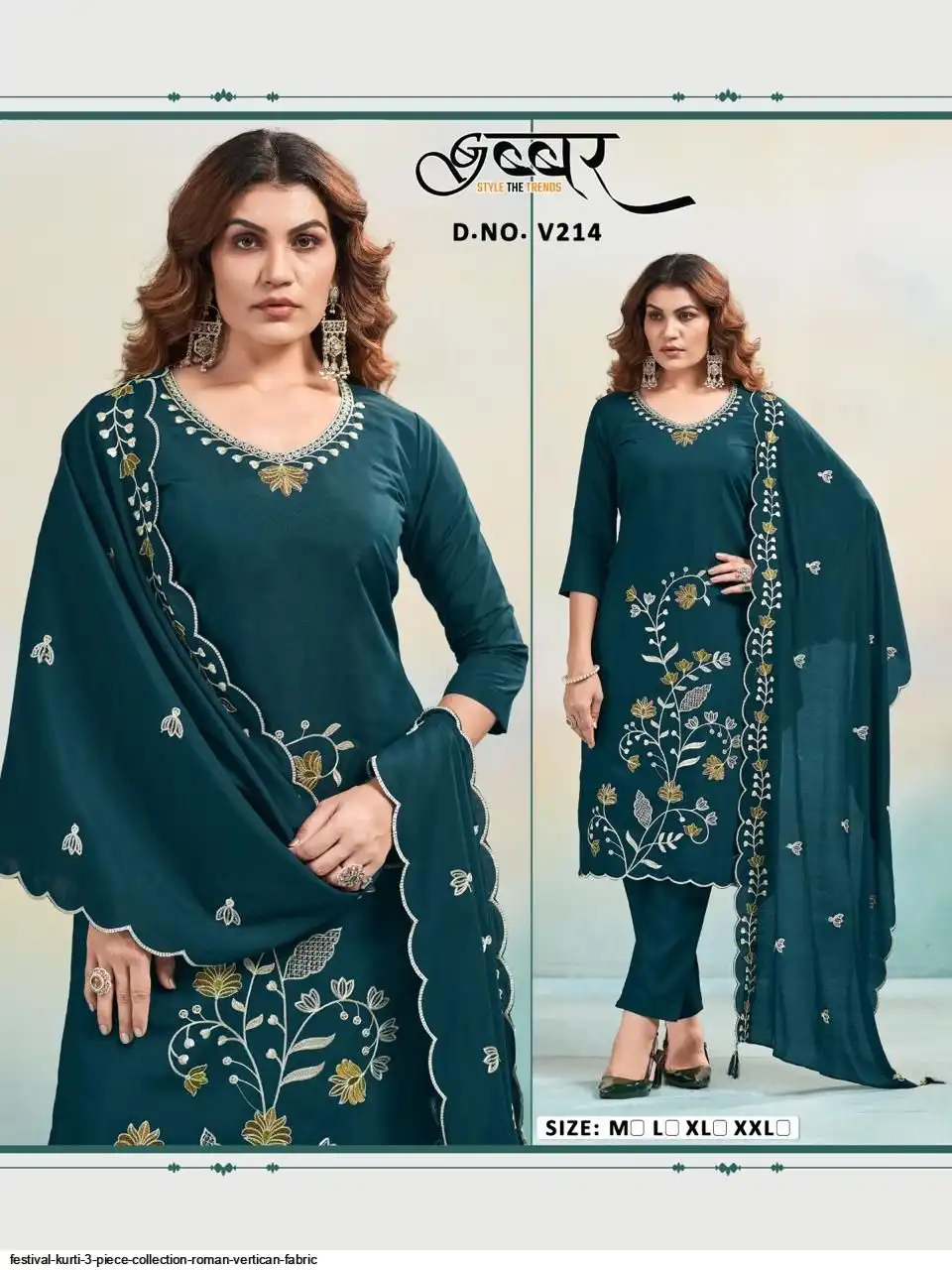 FESTIVAL KURTI 3 PIECE COLLECTION ROMAN VERTICAN FABRIC 4