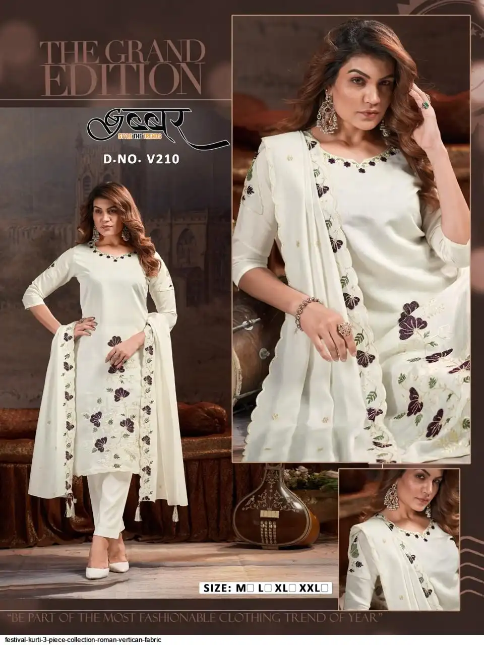 FESTIVAL KURTI 3 PIECE COLLECTION ROMAN VERTICAN FABRIC 9