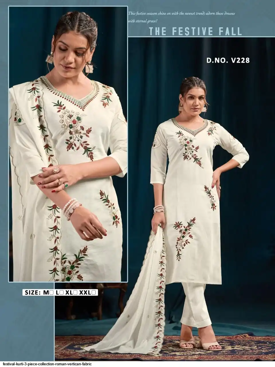 FESTIVAL KURTI 3 PIECE COLLECTION ROMAN VERTICAN FABRIC 13