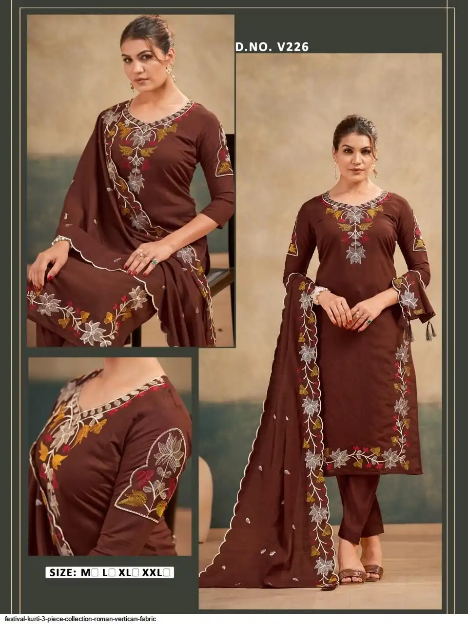 FESTIVAL KURTI 3 PIECE COLLECTION ROMAN VERTICAN FABRIC 11