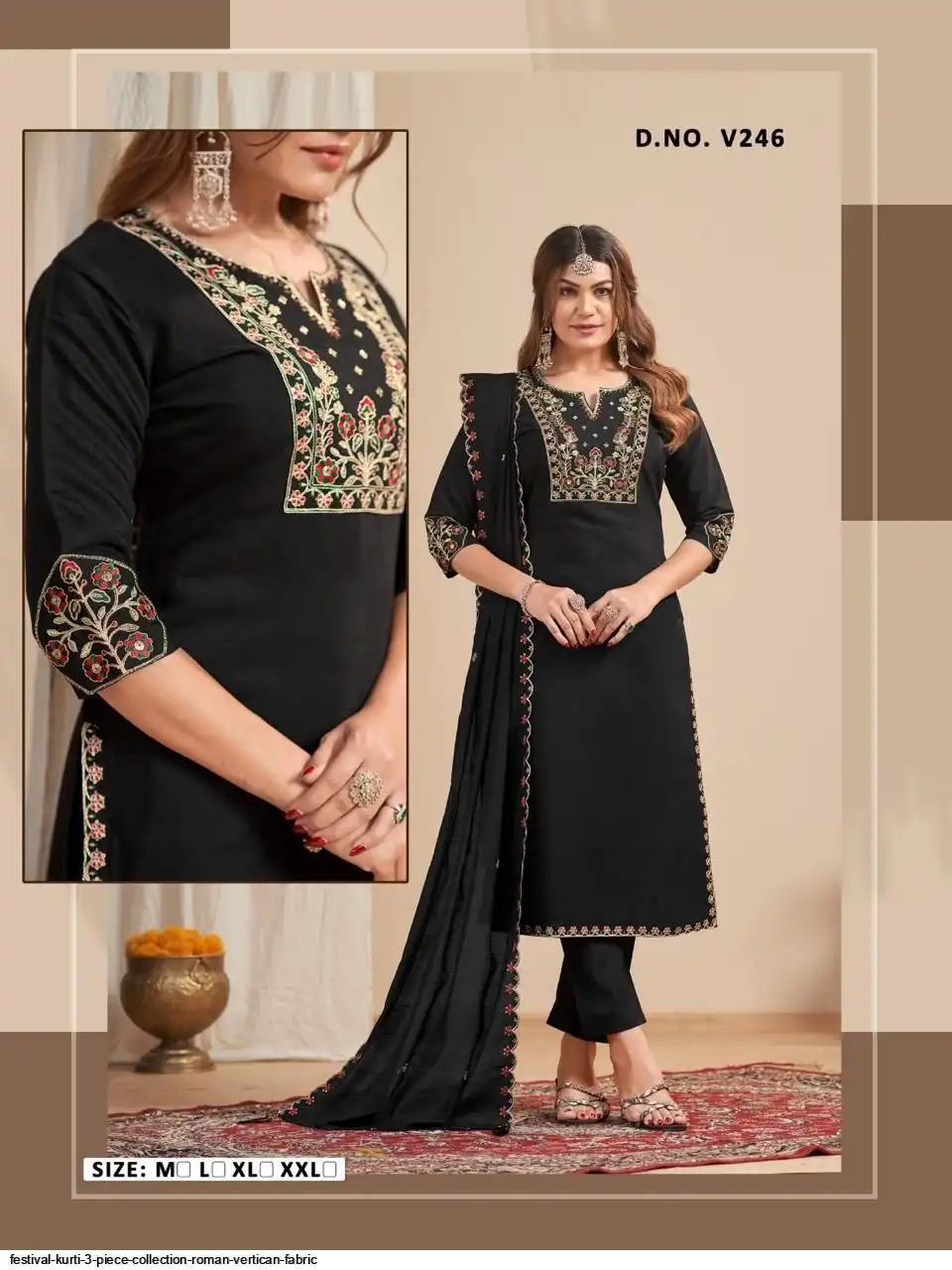 FESTIVAL KURTI 3 PIECE COLLECTION ROMAN VERTICAN FABRIC 15
