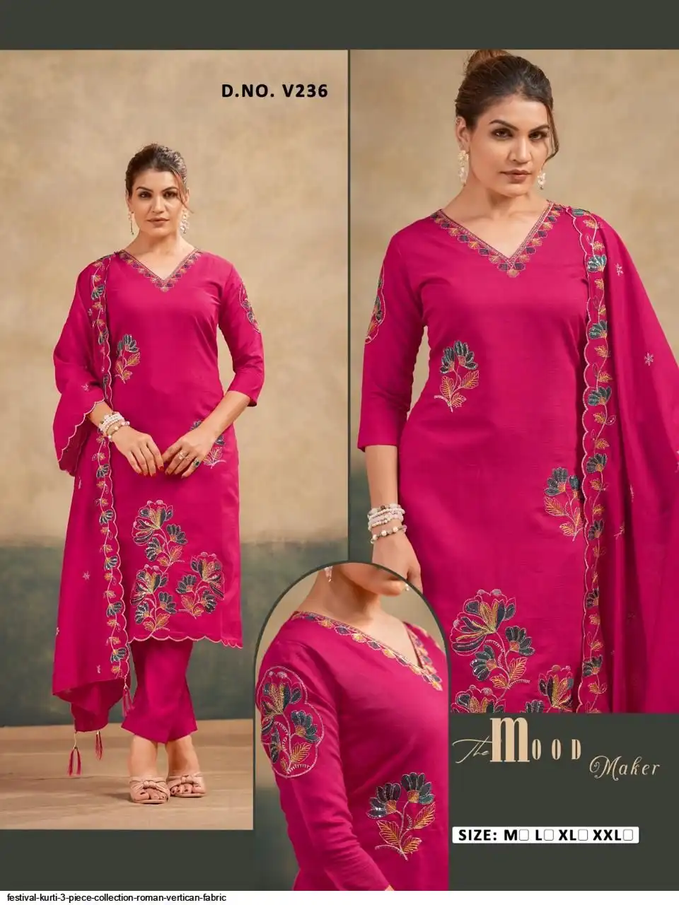 FESTIVAL KURTI 3 PIECE COLLECTION ROMAN VERTICAN FABRIC 17