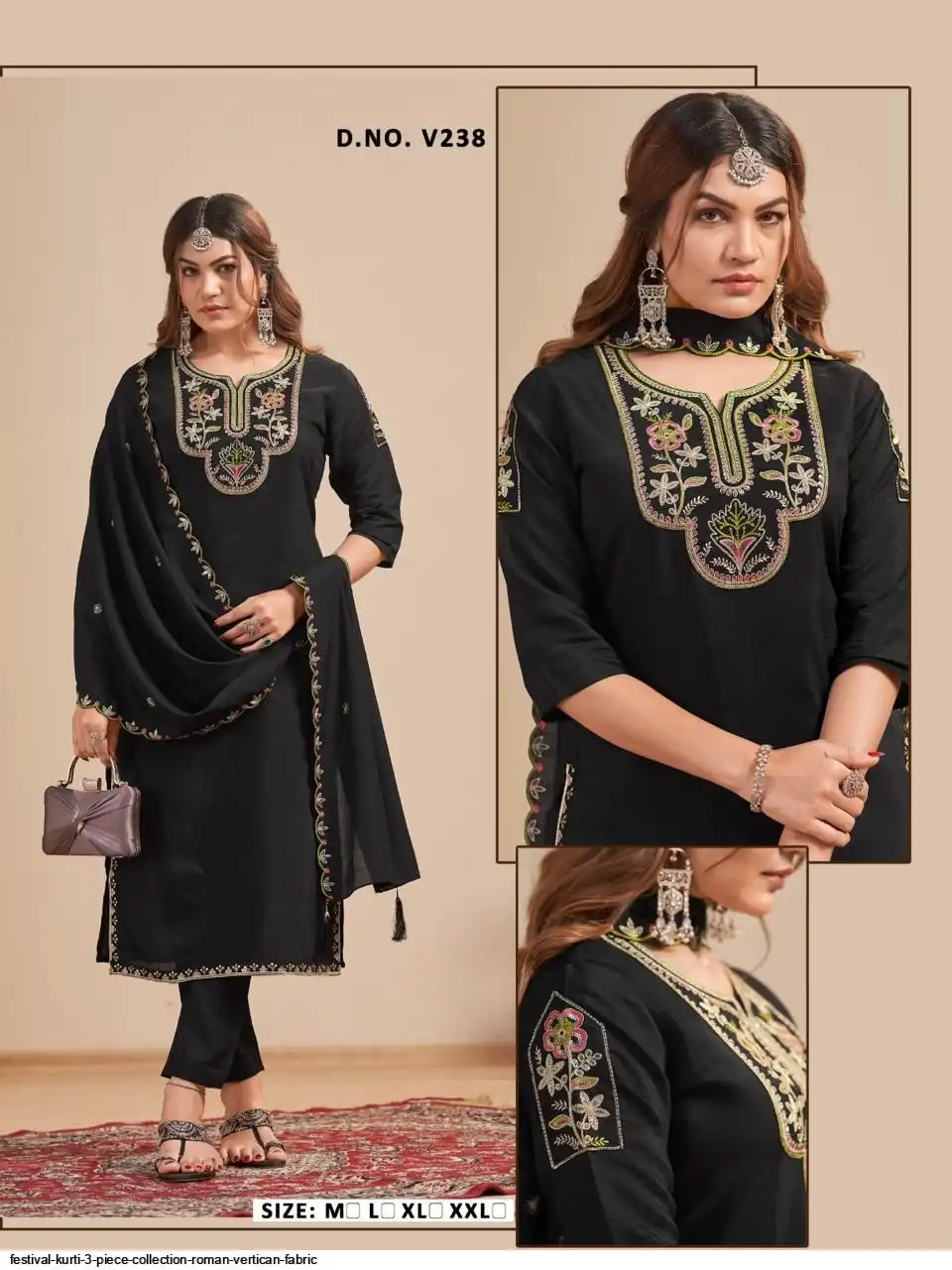 FESTIVAL KURTI 3 PIECE COLLECTION ROMAN VERTICAN FABRIC 18