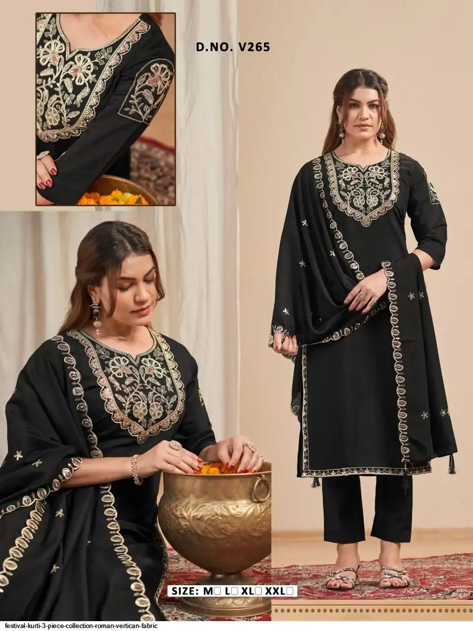 FESTIVAL KURTI 3 PIECE COLLECTION ROMAN VERTICAN FABRIC 32