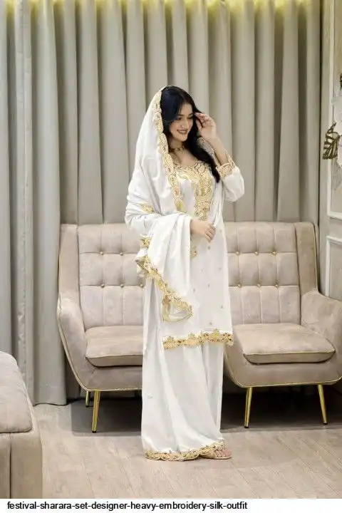 FESTIVAL SHARARA SET DESIGNER HEAVY EMBROIDERY SILK OUTFIT 2