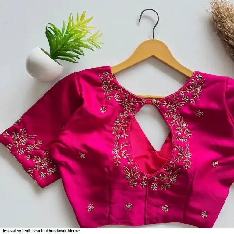 FESTIVAL SOFT SILK BEAUTIFUL HANDWORK BLOUSE E