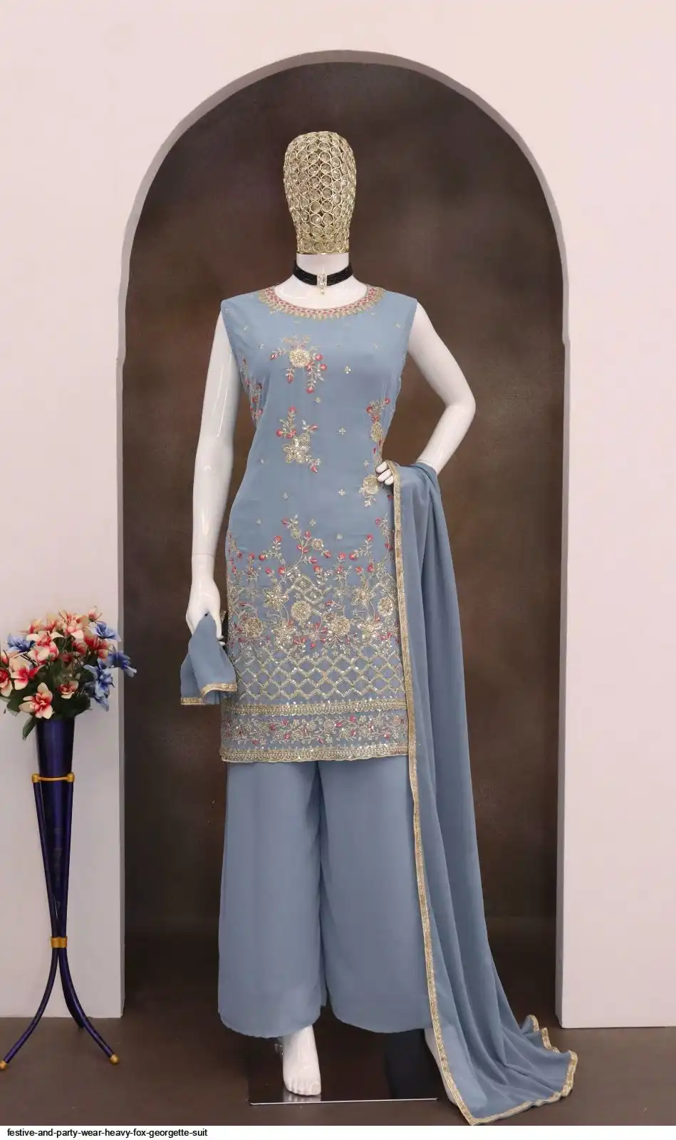 FESTIVE AND PARTY WEAR HEAVY FOX GEORGETTE SUIT D
