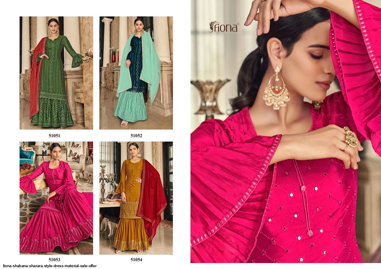 FIONA SHABANA SHARARA STYLE DRESS MATERIAL SALE OFFER