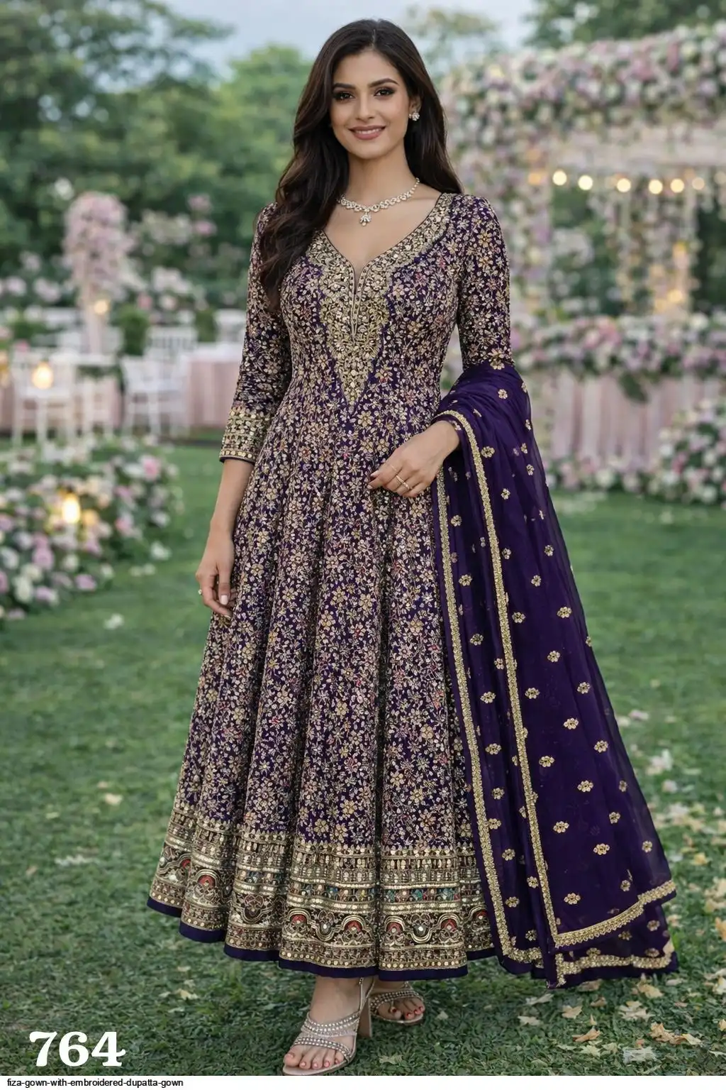 FIZA GOWN WITH EMBROIDERED DUPATTA GOWN 764