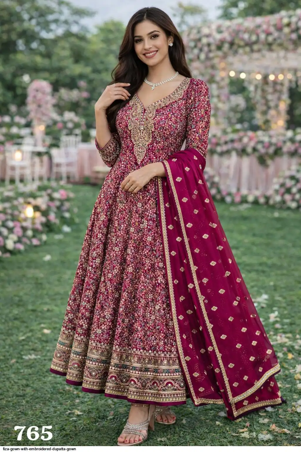 FIZA GOWN WITH EMBROIDERED DUPATTA GOWN 765