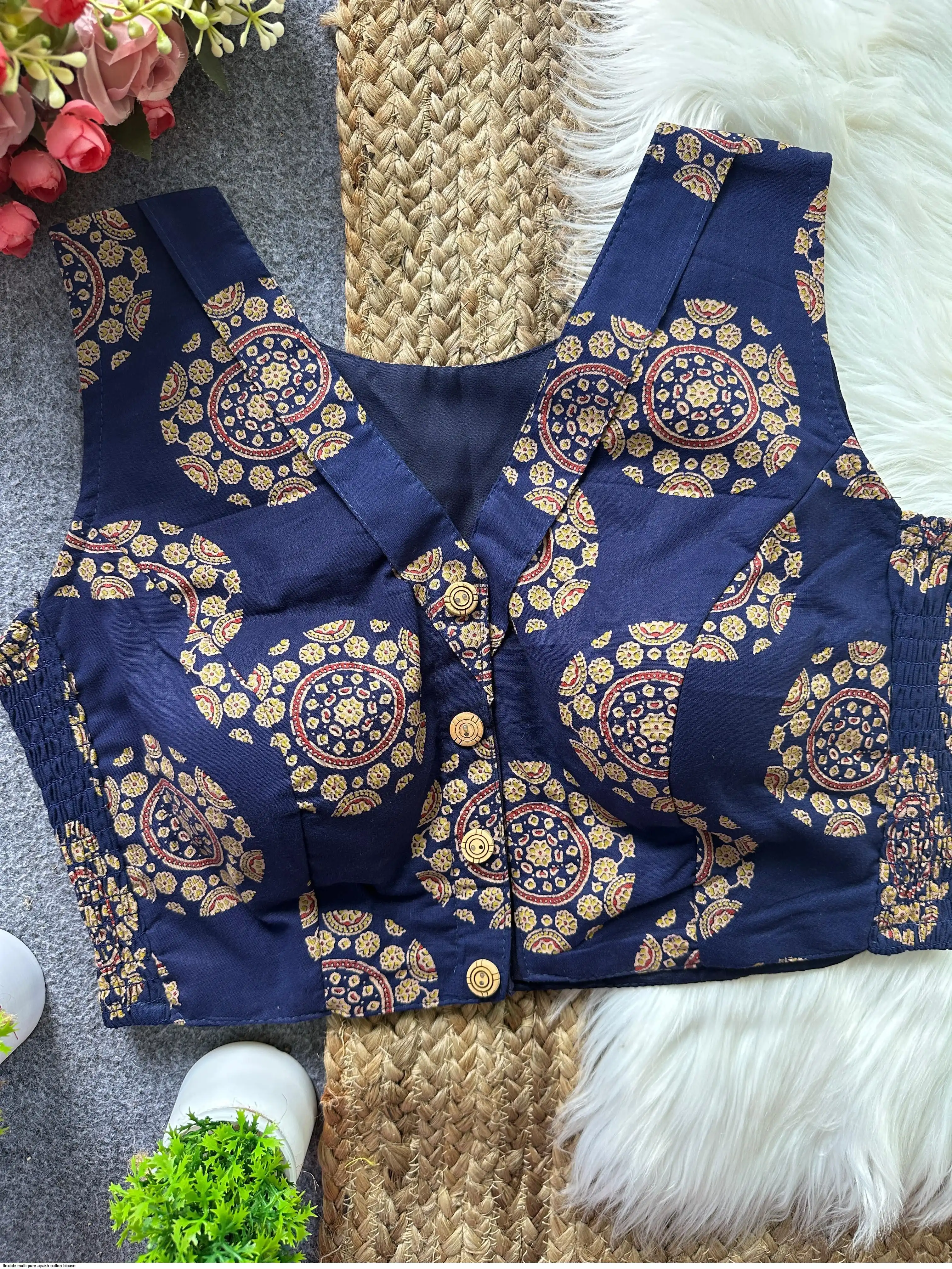 FLEXIBLE MULTI PURE AJRAKH COTTON BLOUSE A