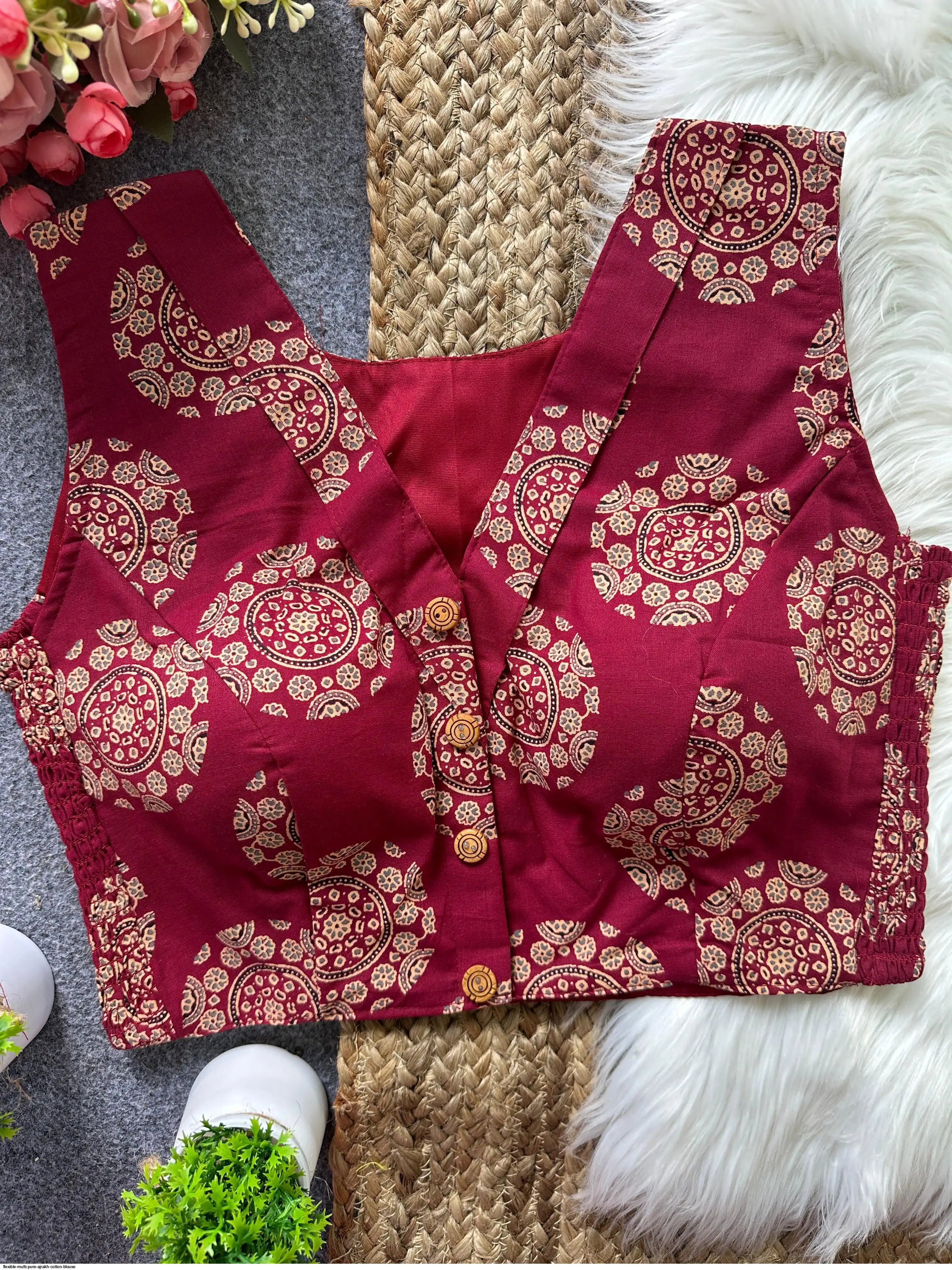 FLEXIBLE MULTI PURE AJRAKH COTTON BLOUSE B