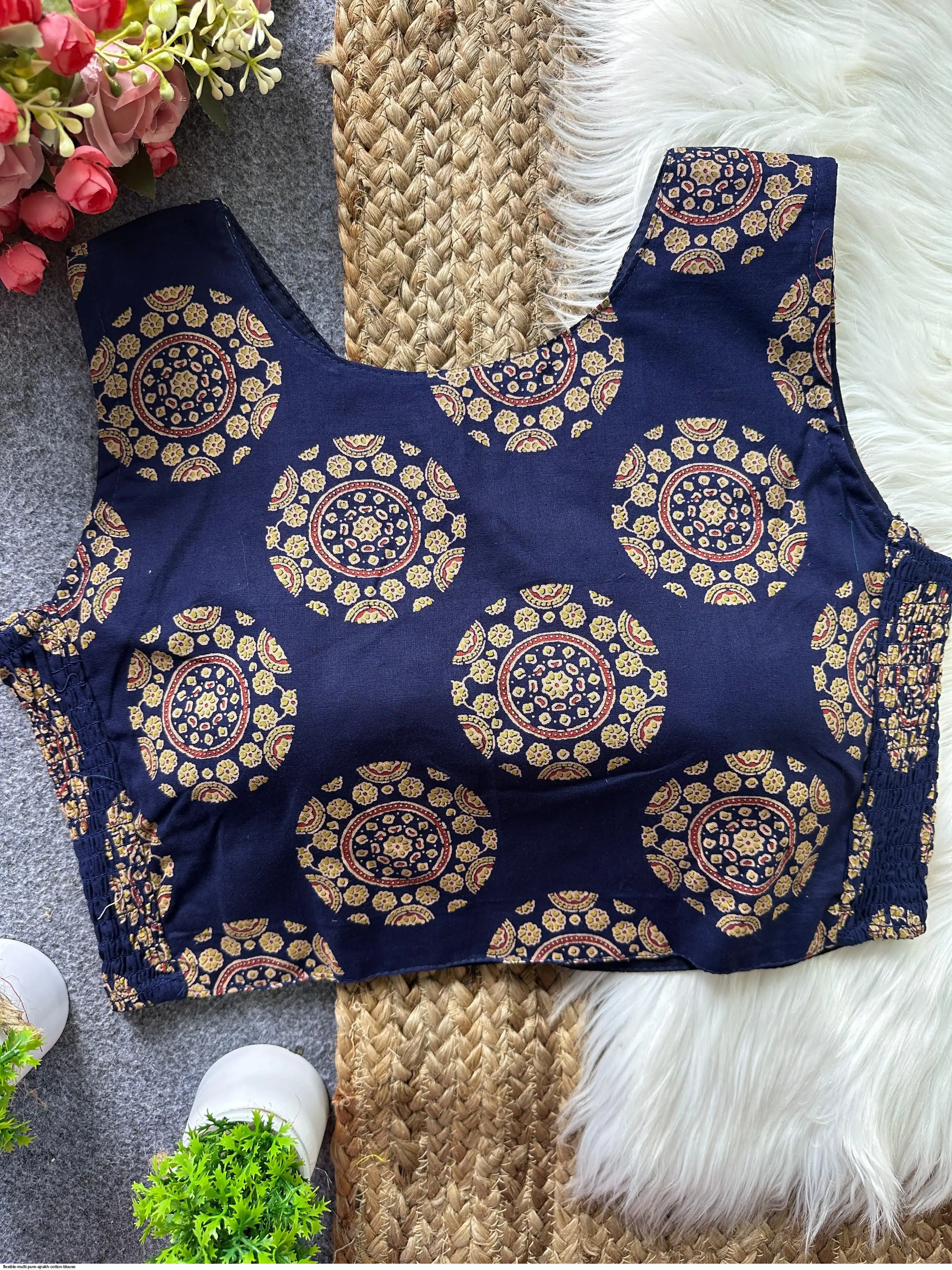 FLEXIBLE MULTI PURE AJRAKH COTTON BLOUSE D