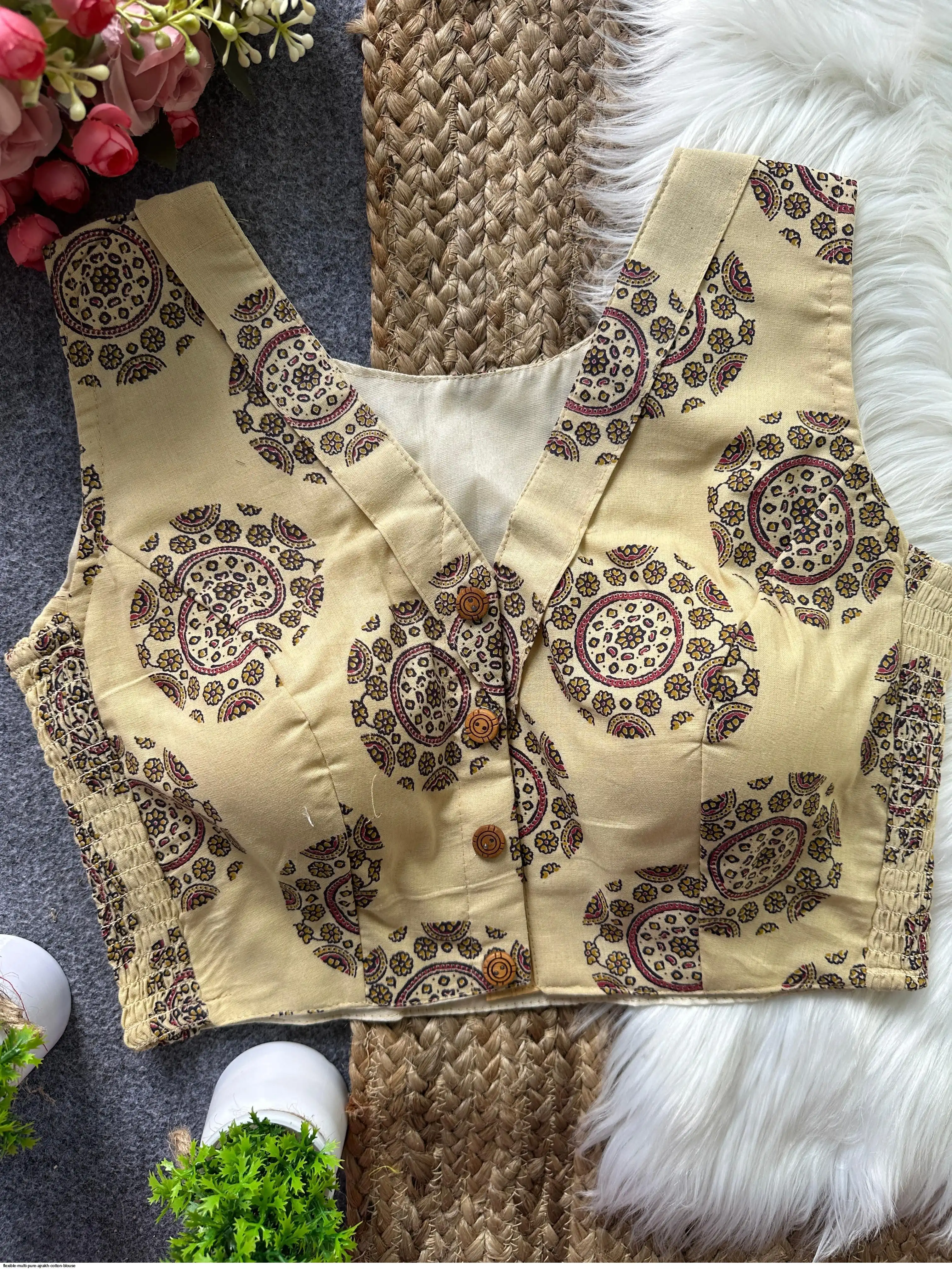 FLEXIBLE MULTI PURE AJRAKH COTTON BLOUSE F