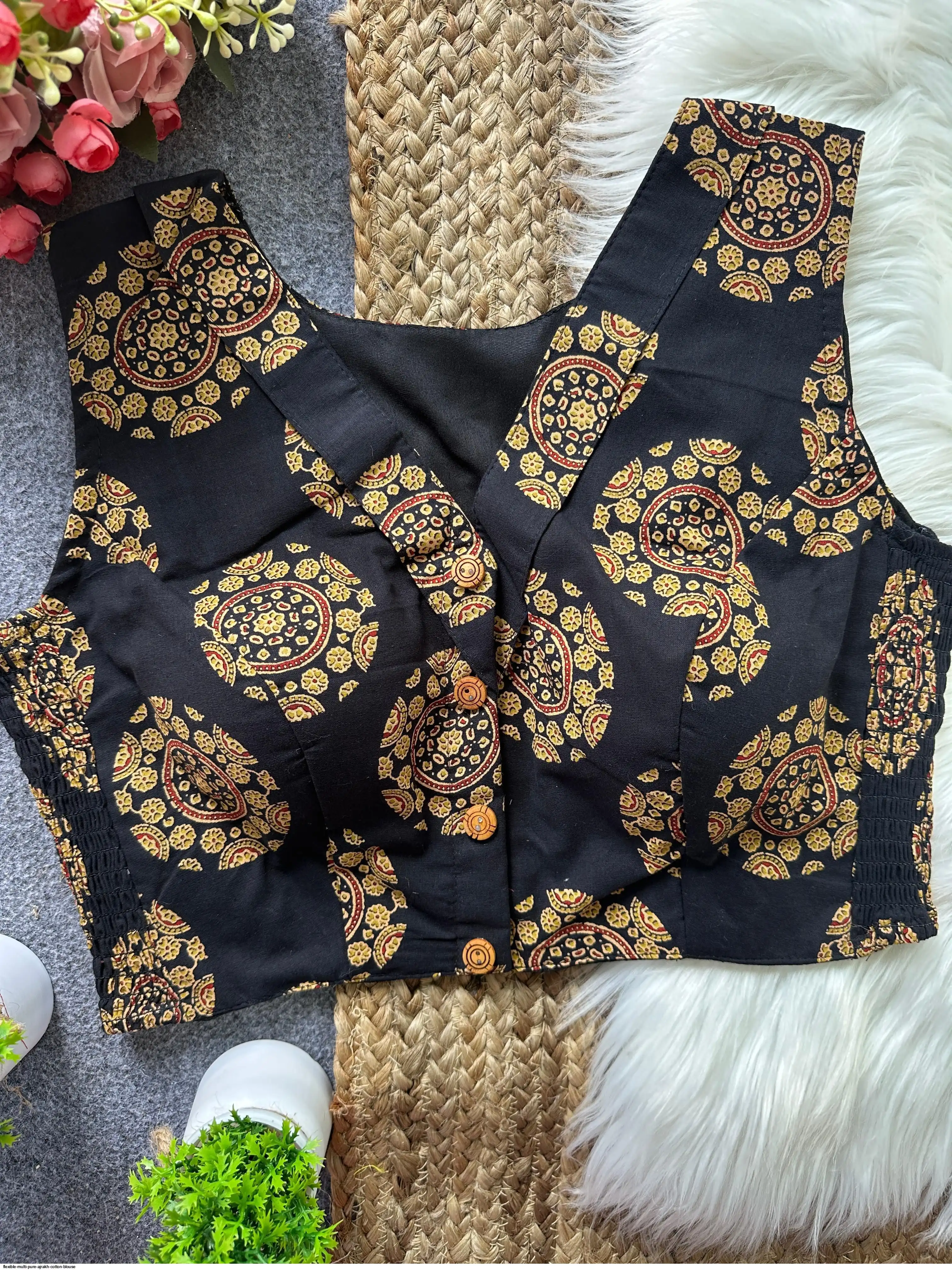 FLEXIBLE MULTI PURE AJRAKH COTTON BLOUSE E